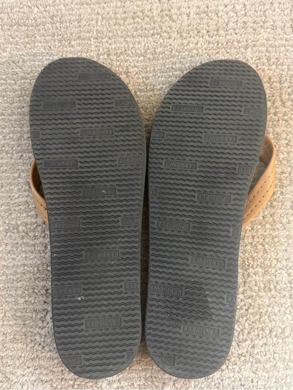 Rainbow Sandals Men’s Leather Flip Flops Tan Brown 10.5” Length - Picture 6 of 7